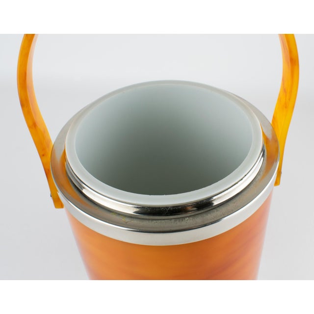 Christofle Chrome and Red Tea Amber Lucite Barware Ice Bucket, circa 1970 For Sale - Image 10 of 15