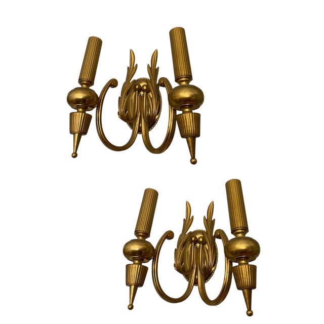Gold Italian Brass Sconces by Gaetano Sciolari, 1970s, Set of 2 For Sale - Image 8 of 8