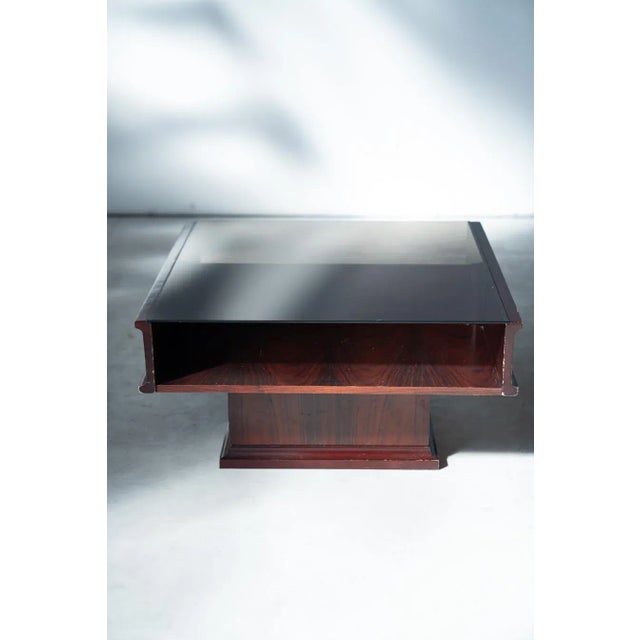 Vintage Mahogany Coffee Table with Glass Top, 1970s For Sale - Image 4 of 11