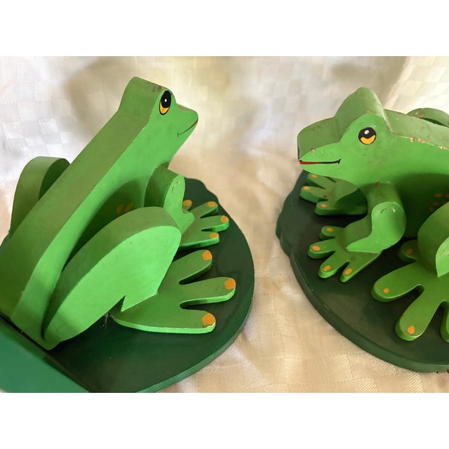 Pair of Handmade Wooden Frog Bookends For Sale - Image 10 of 11