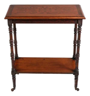 Sandringham Workshop Walnut and Fruitwood Rectangular Side Table with Queen Alexandra Coronet Stamp, 1920s