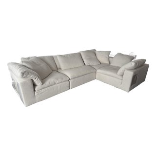 Rh Cloud 4-Piece L-Shape Sectional Sofa in Perennials Performance Linen | Restoration Hardware | MSRP $12,500 For Sale