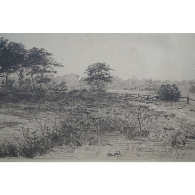 Antique John Octavius Anderson Signed Where the River Meets the Sea Etching 25" For Sale - Image 10 of 11
