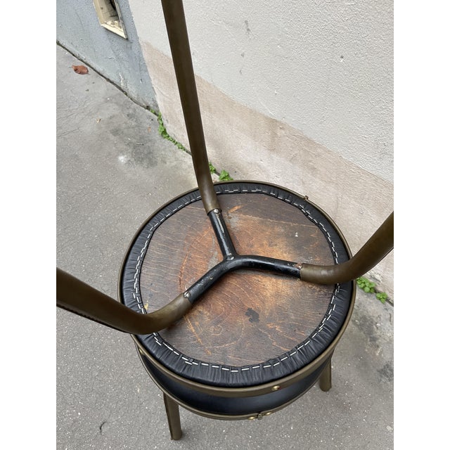 Set of Stitched Leather Stools by Jacques Adnet, 1950 For Sale - Image 6 of 8
