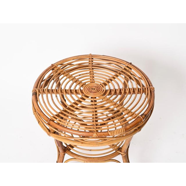 Brown French Riviera Style Rattan and Woven Wicker Coffee Table, Italy, 1970s For Sale - Image 8 of 12