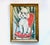 1970s Seated White Poodle on Red Chair Gouache Framed Oil on Paper For Sale - Image 5 of 8