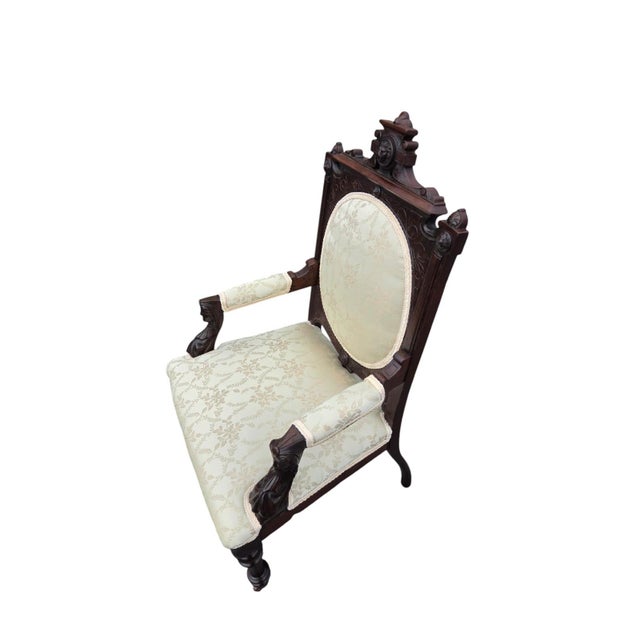 19th Century 19th Century American Victorian Walnut Bedroom Chair Attributed to John Jeliff For Sale - Image 5 of 7
