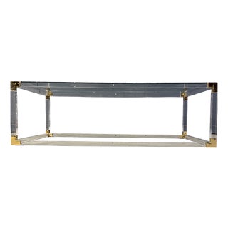 Brass and Acrylic Glass Coffee Table by Charles Hollis Jones, 1970s For Sale