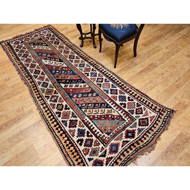 19th Century Gendje Kazak Runner, Hand-Knotted, Wool Pile, Caucasus, 4' x 9' For Sale - Image 9 of 18