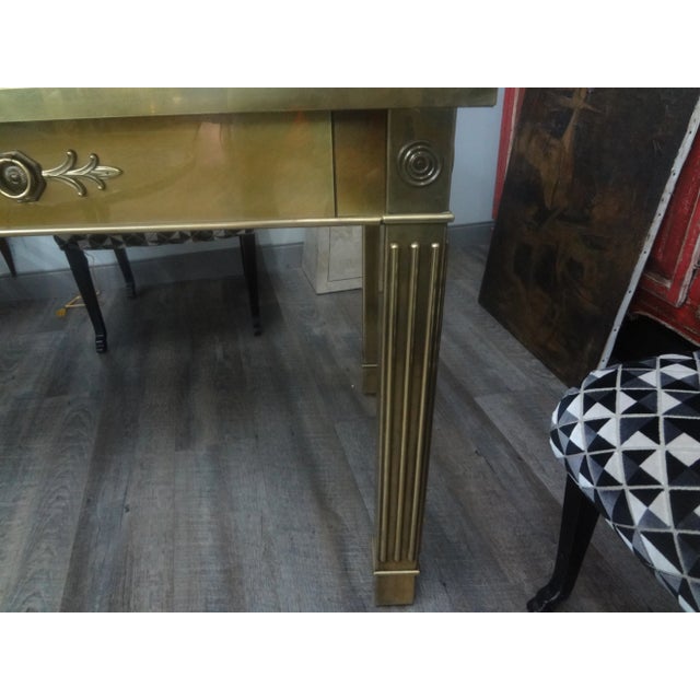 Iconic Mastercraft Brass Desk With Black Leather Top For Sale - Image 10 of 12