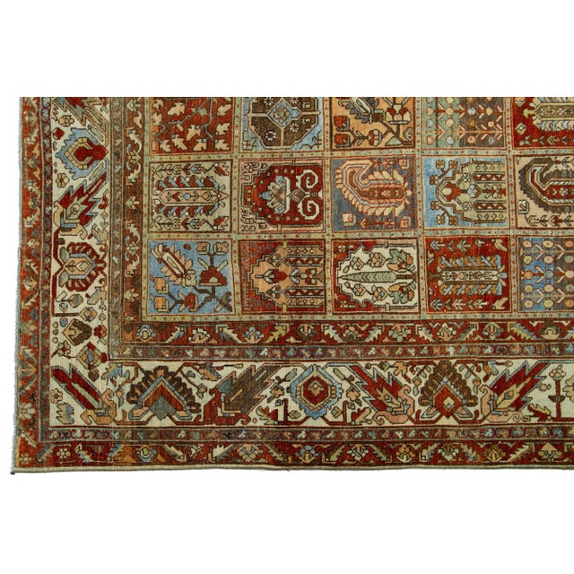 Persian Bakhtiari Wool Rug Antique With Allover Multicolor Motif For Sale - Image 9 of 9