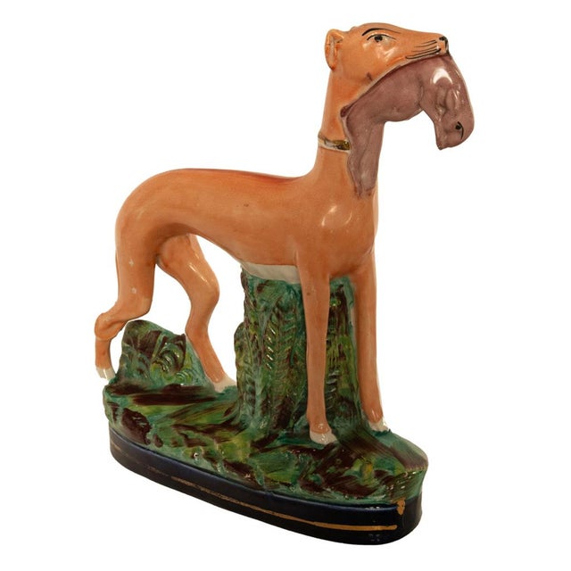 Antique 19thC Pair of Staffordshire Whippets Greyhounds Hunting Dog Figures 1860 For Sale - Image 15 of 17
