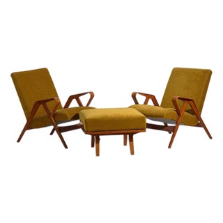 Vintage Lounge Chairs and Ottoman, Set of 2 For Sale