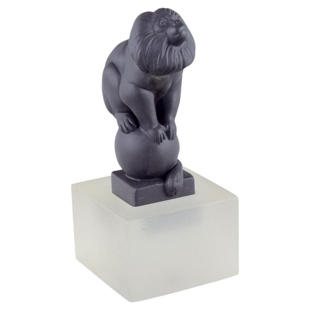 Black Monkey Figure in Bisquit on Glass Base by Pia Langelund for Royal Copenhagen For Sale - Image 8 of 8