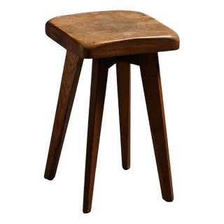 French Oak Stool, 1950s For Sale
