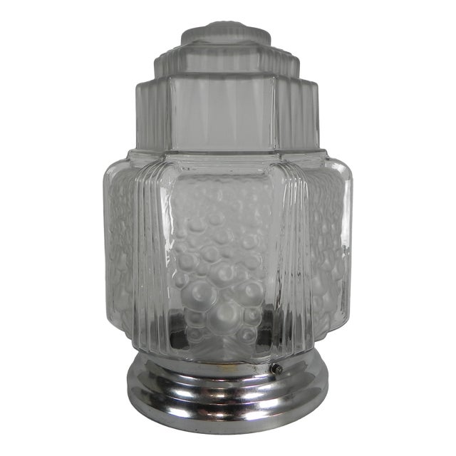 Art Deco Glass Skyscraper Ceiling Lamp by Francis Hubert for Muller Freres, 1930s For Sale