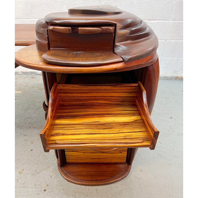 Rare Brazilian Mid-Century Sculptural Executive Desk With Tambour Pedestal For Sale - Image 13 of 16