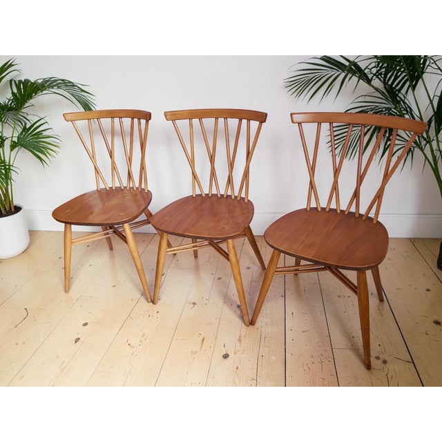 1960s Vintage Candlestick Chairs by Lucian Ercolani for Ercol, 1960s, Set of 3 For Sale - Image 5 of 18