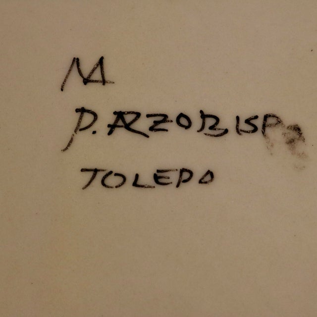 Vintage Large Spanish Majolica Deer Charger Toledo Spain For Sale - Image 9 of 11