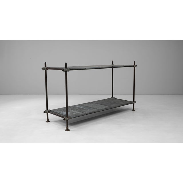 Metal 20th Century French Metal Console Table With Zinc Tops For Sale - Image 7 of 18