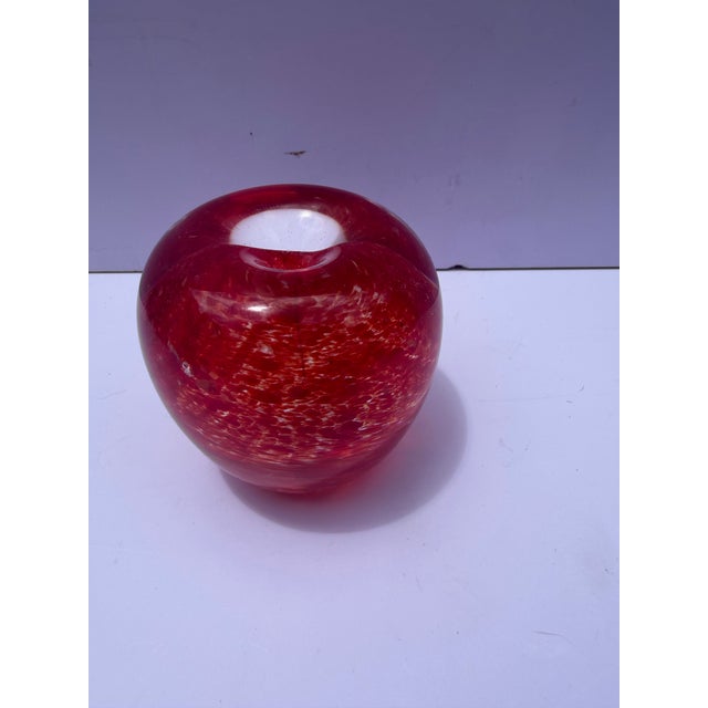 1994 Hand-Signed Richard Blenko Ruby Red Glass Apple Paperweight - Model #882 For Sale - Image 9 of 12