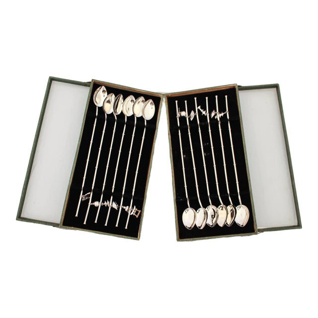 1950s Japanese Sterling Ice Tea Spoons - 12 Pieces For Sale