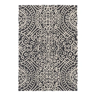 Dash & Albert by Annie Selke Temple Charcoal Micro Hooked Wool Rug, 2'6" x 8' For Sale