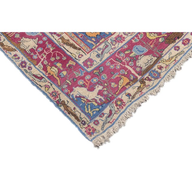 Textile Late 18th Century Antique Persian Tehran Rug 4'9'' x 7'2'' For Sale - Image 7 of 12