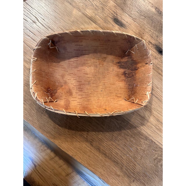 Handmade Native American Style Birch Bark Basket For Sale - Image 6 of 9