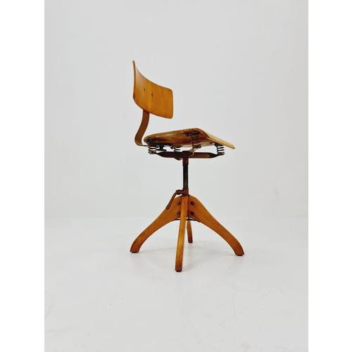 Bauhaus Swivel Office Chair in Wood by Puffdreh Kontorchair, 1930s For Sale - Image 9 of 11