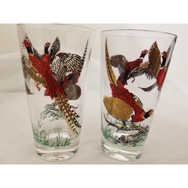 Vintage Hazel Atlas Golden Pheasant Glass Barware Set of 6 Chairish