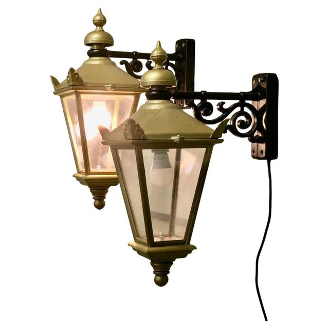 Brown Vintage Wall Hung Lanterns, 1960, Set of 2 For Sale - Image 8 of 8