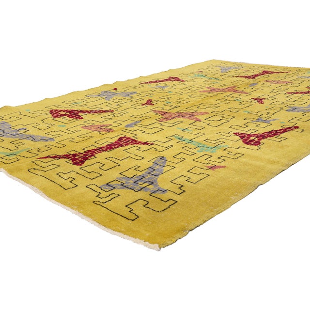 54054 Zeki Muren Vintage Turkish Sivas Rug, 05'03 x 08'03. The Labyrinth Flight: A Vintage Zeki Müren Sivas Masterpiece of...