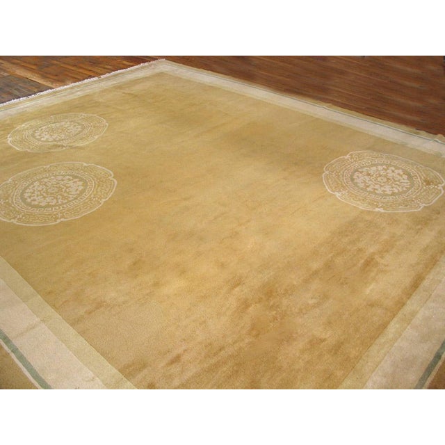 Exceptional Yellow-Green Color Background & Allover Pattern Antique Chinese Art Deco Rug For Sale - Image 9 of 12