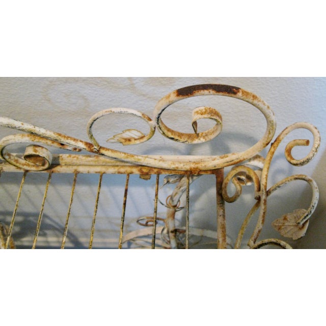 Antique White Vintage Shabby Chic French Wire Tea Cart For Sale - Image 8 of 12