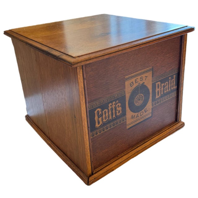 Antique Goff's "Best Braid Made" Oak Spool Cabinet | Circa 1900 For Sale In Milwaukee - Image 6 of 11
