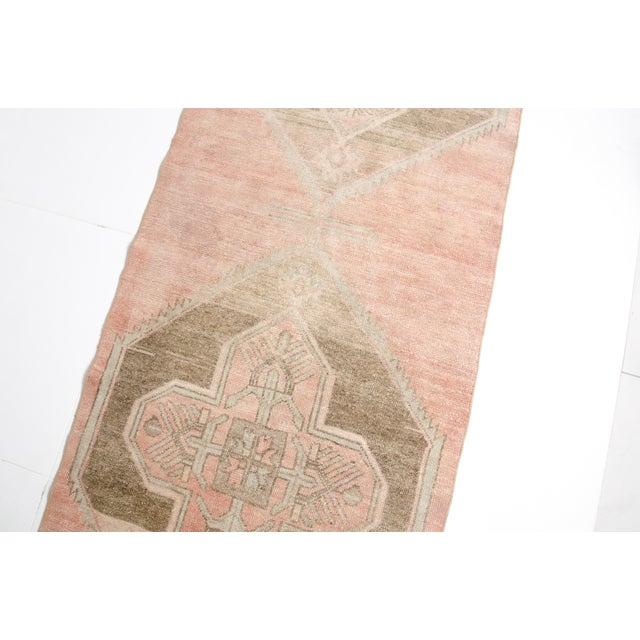 Vintage Pale Orange and Beige Runner Rug For Sale - Image 4 of 11