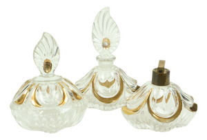 Vintage Art Deco Style Crystal Boudoir Perfume Bottles from Fischer, 1950s, Set of 3