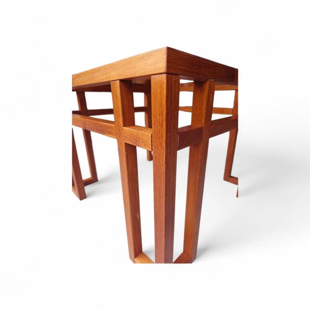 Mid-Century Modern Danish Modern Teak Geometric Glass Top Side Table, Circa 1960s–70s For Sale - Image 3 of 9