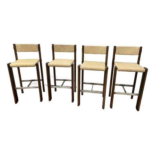 Marmol Radziner for Baker / McGuire Nichols Woven Bar Stool, Set of 4 For Sale