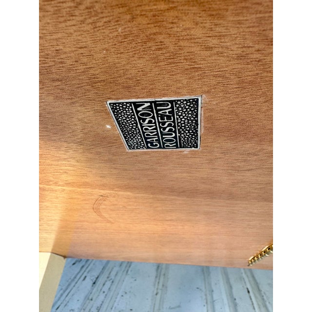 Wood Very Fine Rare Garrison Rousseau Shagreen Cream White Backgammon Table For Sale - Image 7 of 12