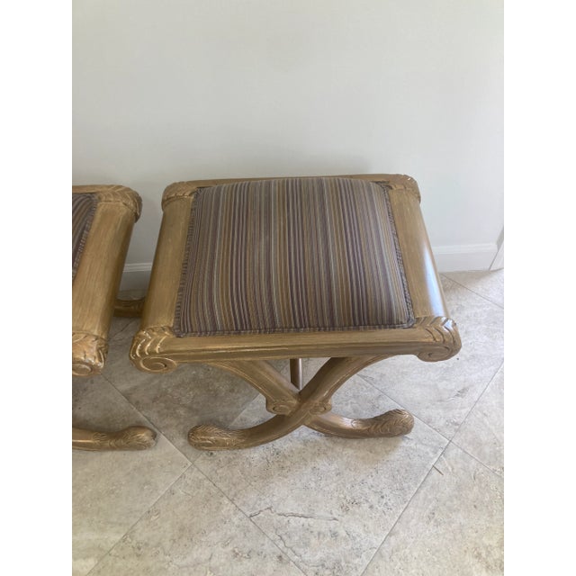 Tan French Regency Ottomans - A Pair For Sale - Image 8 of 10