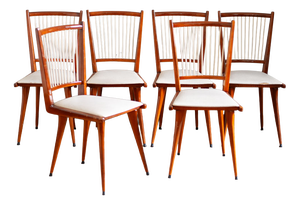 Vintage Lacquered Wooden Chairs, 1950s, Set of 6