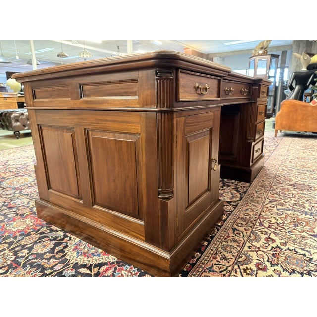 Metal English Chesterfield Desk in Teak For Sale - Image 7 of 18