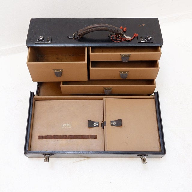 Mid-Century Black Leather Doctor's Case For Sale - Image 11 of 16