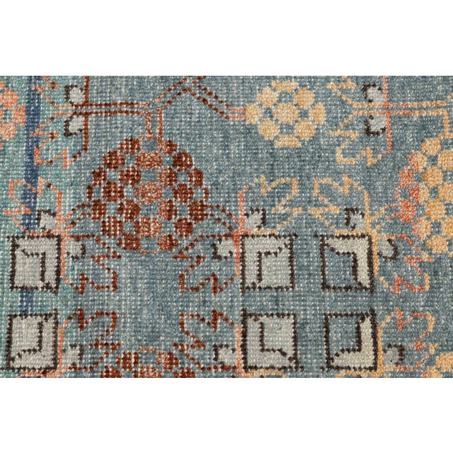 Textile Modern Tabriz Style Wool Area Rug – Faded Teal, Terracotta & Ochre Traditional For Sale - Image 7 of 13