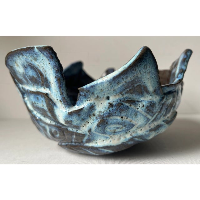 Mid-Century Modern Scandinavian Brutalist Studio Art Pottery Bowl For Sale - Image 3 of 8