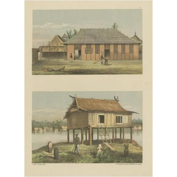 Carl Alfred Bock, Malayan Houses in Sumatra, 1881, Paper For Sale