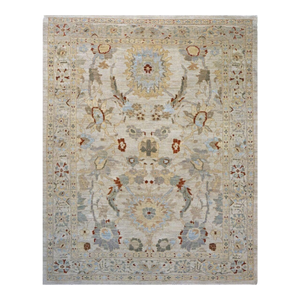 Persia Sultanabad Wool 8x10 Ivory, Tan, Green & Red Handmade Area Rug #1143039