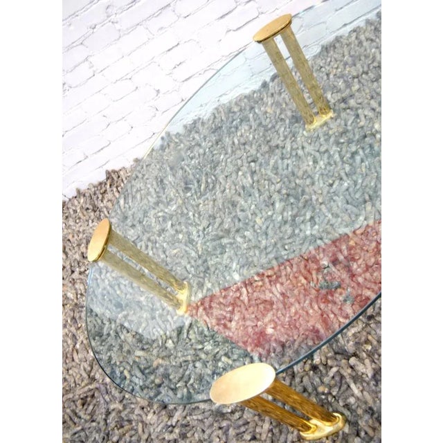 Metal Italian Oval Table in Brass and Glass, 1970s For Sale - Image 7 of 15